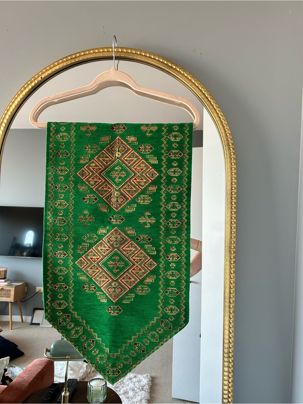Green Geometric Woven Wall Hanging - Decorative Home Accent